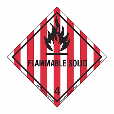 Flammable Solid Label Worded PK50