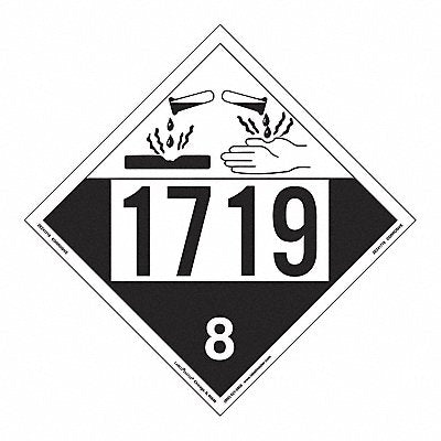 Corrosive Placard UN1719 PK25