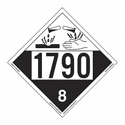 Corrosive Placard UN 1790 PK25