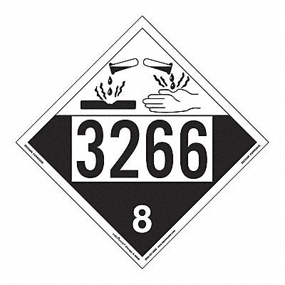 Corrosive Placard UN 3266 PK25