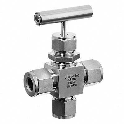 Needle Valve 3-Way Fitting Style 316 SS