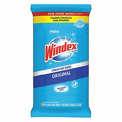 Glass Cleaner Wipes 8 x 7 38 ct PK12