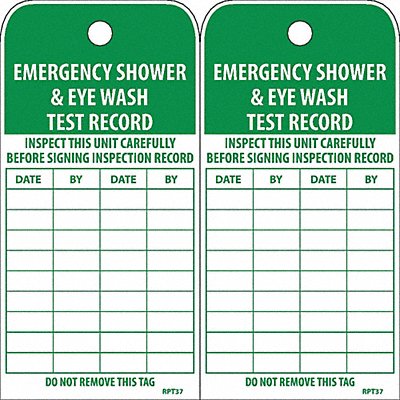 Tag Emerg Shower/Eye Wash Test Rcrd