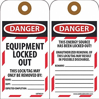 Equipment Lockout Tag PK25