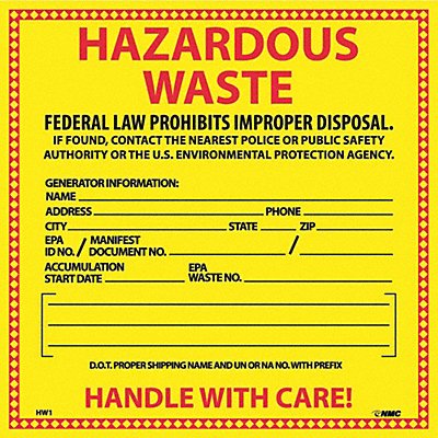 Hazardous Waste Hazmat Label PK25