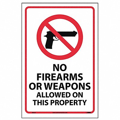 Sign No Firearms Or Weapons Allowed