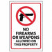 Sign No Firearms Or Weapons Allowed