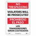 No Trespassing Sign - Bilingual