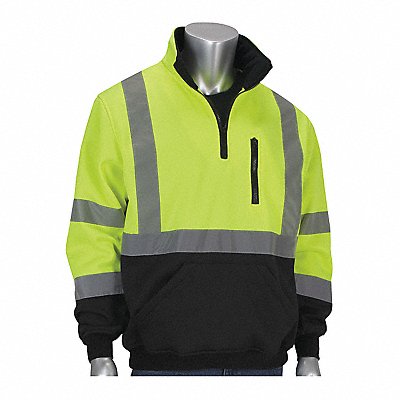 Hi-Visibility Sweats Lime Yl 1/4 Zip XL