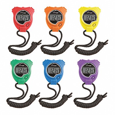 Stopwatch Set Colors Water/Shock Res PK6