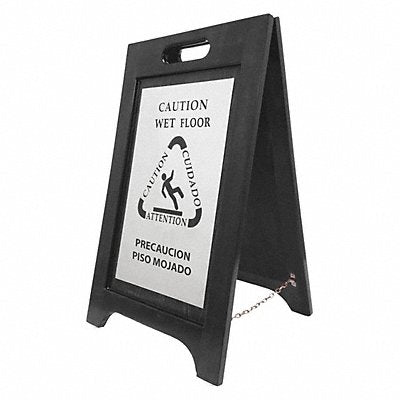 Wet Floor Sign WoodBlack/Nickel Plate