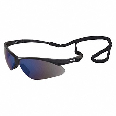 Safety Glasses Black Frame Blue Mirror