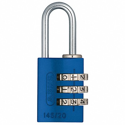 Combination Padlock 1 1/8in Rectgle Blue