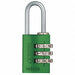 Combination Padlock 1 1/8in Rectgle Grn