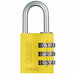 Combination Padlock 1 3/8in Rectgle Yelw