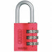 Combination Padlock 1 3/8 in Rectgle Red