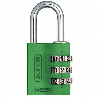 Combination Padlock 1 3/8in Rectgle Grn