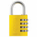 Combination Padlock 1 4/5in Rectgle Yelw