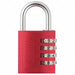 Combination Padlock 1 4/5 in Rectgle Red