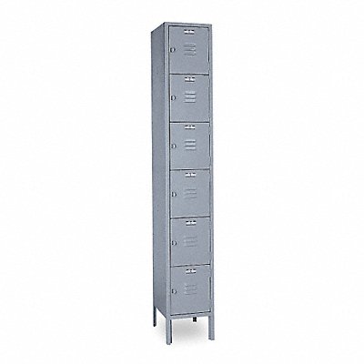 Box Locker Louvered 1 Wide 6 Tier Gray