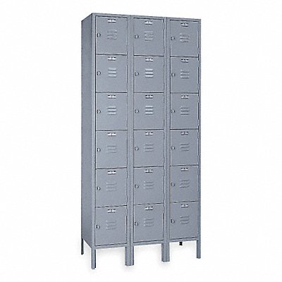 Box Locker Louvered 3 Wide 6 Tier Gray