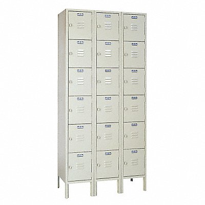 Box Locker Louvered 3 Wide 6 Tier Putty