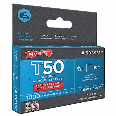 Staples T50 SS 3/8x3/8 In L PK1000