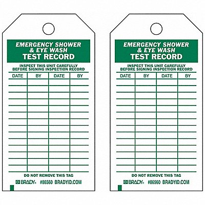 Emer Sh  Eye Wash Test Rcd Tag PK10