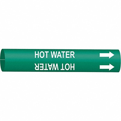 Pipe Marker Hot Water 8 in H 16 in W