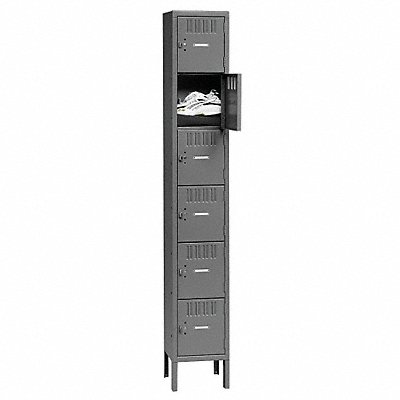 Box Locker Louvered 1 Wide 6 Tier Gray