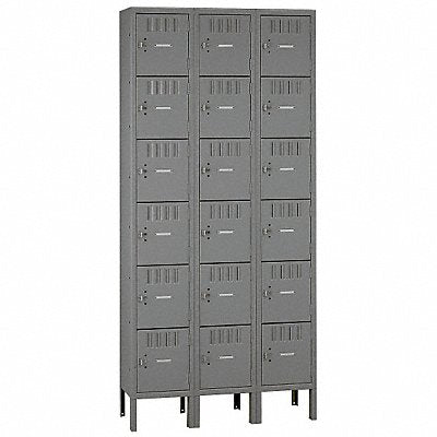 Box Locker Louvered 3 Wide 6 Tier Gray