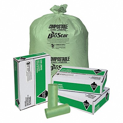 Compstble Trash Bags 45 gal Green PK100