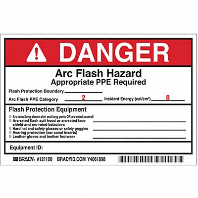 Arc Flash Protect Lbl 4inx6in Vinyl PK5