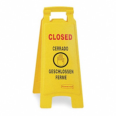 Closed Floor Sign Yellow HDPE 25 in H