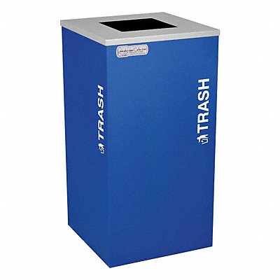 Trash Can Square 24 gal Blue