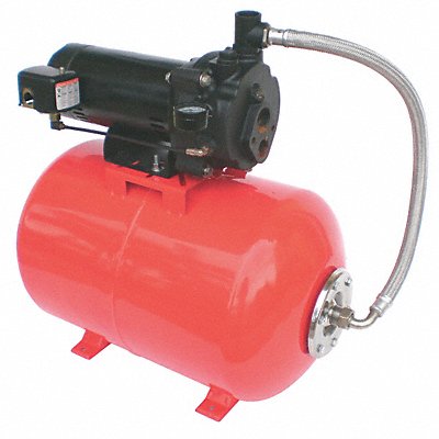 Well Jet Pump System 1 HP 17.0 gal tank