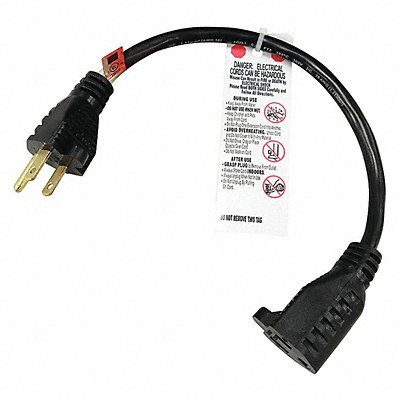 Extension Cord 1ft 16Ga 13A SJT Blk