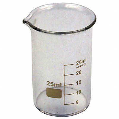 Beaker 25 mL 50 mm H 34 mm Dia PK12