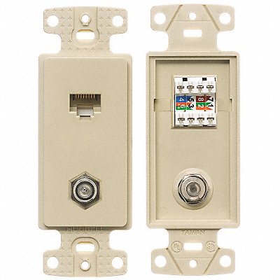 Wall Plate and Jack Cat 5e/F-Type Ivory