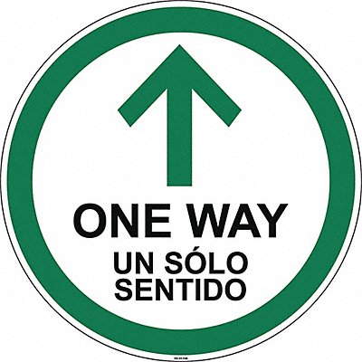 Bilingual One Way Floor Sign 17 H 17 W