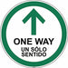 Bilingual One Way Floor Sign 17 H 17 W