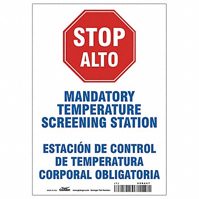 Bilingual Temperature Screening Sign