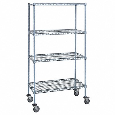 Mobile Stem Caster Cart Gray 4 Shelves