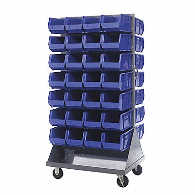 Mobile Louvered Floor Rack Steel 56 Bins