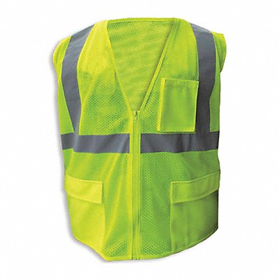 Safety Vest Lime Slvr stripe Zip XL