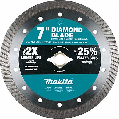 Diamond Blade 7 Dia 8700 RPM Max Speed