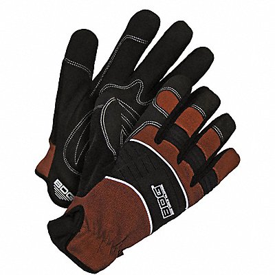 Gloves Black/Brown Shirred Slip-On XL