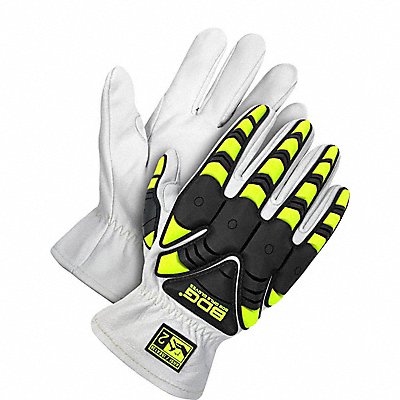 Leather Gloves Black/White/Yellow S