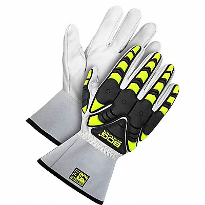 Leather Gloves Black/White/Yellow S