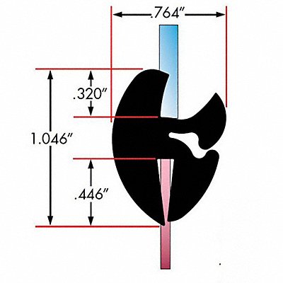 Window Lock Gasket Dbl 0.062 to 0.093 in